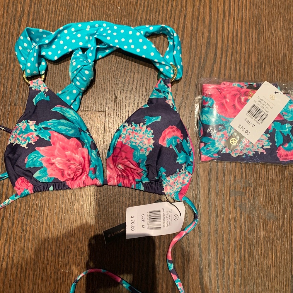 ViX Paula Hermanny Bikini: Flora Detail Le Creme Full Coverage set M NWT